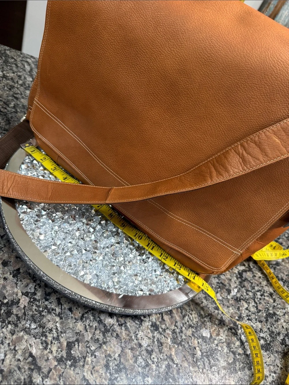 Bugatti Men's Leather Messenger Bag in Cognac Brown NWT
